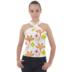 Pattern Floral Spring Map Gift Cross Neck Velour Top