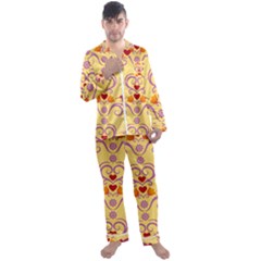 Pattern Bird Flower Men s Satin Pajamas Long Pants Set by HermanTelo