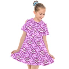 Paulownia Flowers Japanese Style Kids  Short Sleeve Shirt Dress