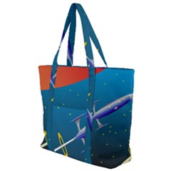 Rocket Spaceship Space Galaxy Zip Up Canvas Bag by HermanTelo