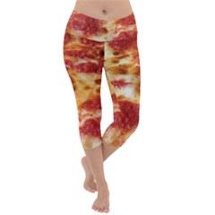 Pizza Lightweight Velour Capri Yoga Leggings by TheAmericanDream