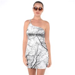 Forest Trees Silhouette Tree One Soulder Bodycon Dress by Pakrebo