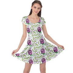 Default Texture Background Floral Cap Sleeve Dress