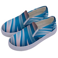 Background Abstract Blue Wavy Kids  Canvas Slip Ons by Pakrebo