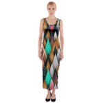 Abstract Triangle Tree Fitted Maxi Dress