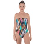 Abstract Triangle Tree Tie Back One Piece Swimsuit