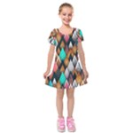 Abstract Triangle Tree Kids  Short Sleeve Velvet Dress