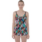 Abstract Triangle Tree Tie Front Two Piece Tankini