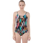 Abstract Triangle Tree Cut Out Top Tankini Set