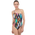 Abstract Triangle Tree Classic One Shoulder Swimsuit