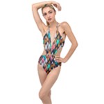 Abstract Triangle Tree Plunging Cut Out Swimsuit