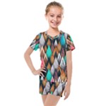 Abstract Triangle Tree Kids  Mesh Tee and Shorts Set