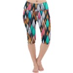 Abstract Triangle Tree Lightweight Velour Cropped Yoga Leggings