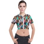 Abstract Triangle Tree Short Sleeve Cropped Jacket