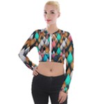 Abstract Triangle Tree Long Sleeve Cropped Velvet Jacket
