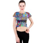 Abstract Forest  Crew Neck Crop Top