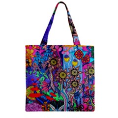 Abstract Forest  Zipper Grocery Tote Bag by okhismakingart