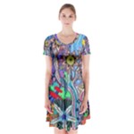 Abstract Forest  Short Sleeve V-neck Flare Dress