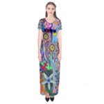 Abstract Forest  Short Sleeve Maxi Dress