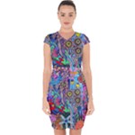 Abstract Forest  Capsleeve Drawstring Dress 