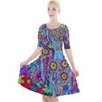 Abstract Forest  Quarter Sleeve A-Line Dress