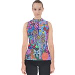 Abstract Forest  Mock Neck Shell Top