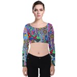 Abstract Forest  Velvet Long Sleeve Crop Top