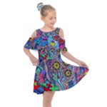 Abstract Forest  Kids  Shoulder Cutout Chiffon Dress