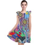 Abstract Forest  Tie Up Tunic Dress
