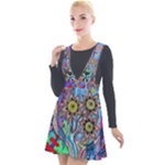 Abstract Forest  Plunge Pinafore Velour Dress