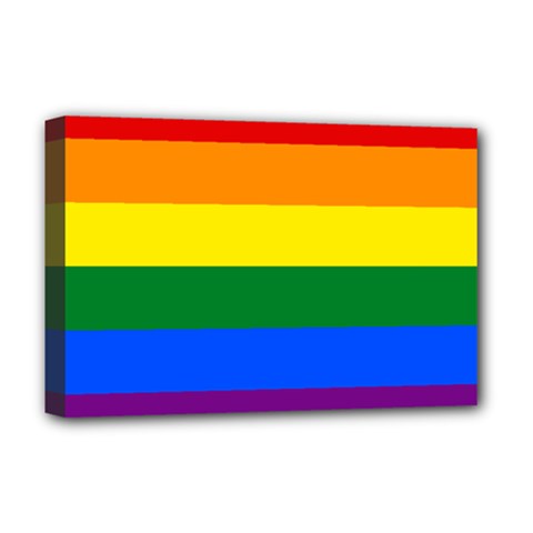 Lgbt Rainbow Pride Flag Deluxe Canvas 18  X 12  (stretched) by lgbtnation