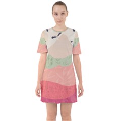 Blush Pink Landscape Sixties Short Sleeve Mini Dress by charliecreates