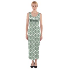 Green Leaf Pattern Fitted Maxi Dress by Alisyart