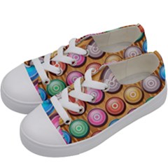 Background Colorful Abstract Brown Kids  Low Top Canvas Sneakers