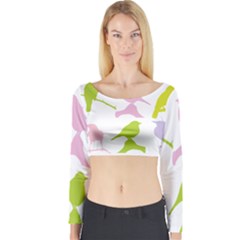 Birds Colourful Background Long Sleeve Crop Top