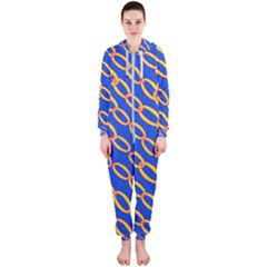 Blue Abstract Links Background Hooded Jumpsuit (ladies)  by HermanTelo
