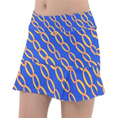 Blue Abstract Links Background Tennis Skirt