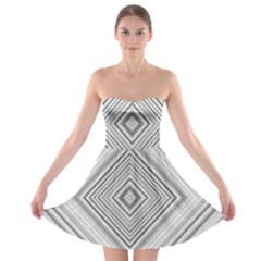 Black White Grey Pinstripes Angles Strapless Bra Top Dress