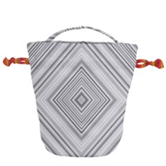 Black White Grey Pinstripes Angles Drawstring Bucket Bag