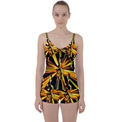 Clef Golden Music Tie Front Two Piece Tankini by HermanTelo