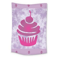 Cupcake Food Purple Dessert Baked Large Tapestry by HermanTelo