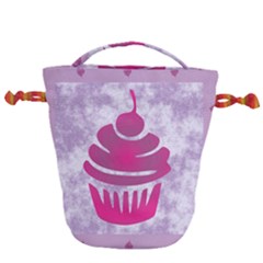 Cupcake Food Purple Dessert Baked Drawstring Bucket Bag