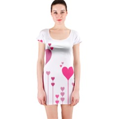 Heart Rosa Love Valentine Pink Short Sleeve Bodycon Dress
