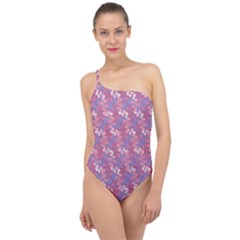 Pattern Abstract Squiggles Gliftex Classic One Shoulder Swimsuit by HermanTelo