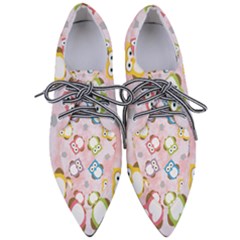 Owl Bird Cute Pattern Background Pointed Oxford Shoes