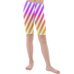 Abstract Lines Mockup Oblique Kids  Mid Length Swim Shorts