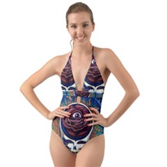 Grateful Dead Ahead Of Their Time Halter Cut-out One Piece Swimsuit by Sapixe