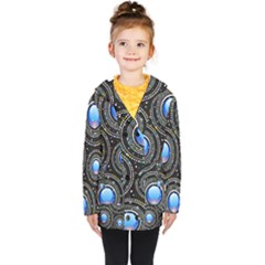 Abstract Glossy Blue Kids  Double Breasted Button Coat by HermanTelo