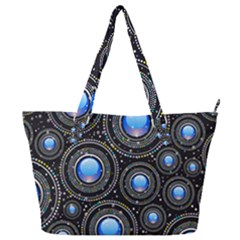 Abstract Glossy Blue Full Print Shoulder Bag