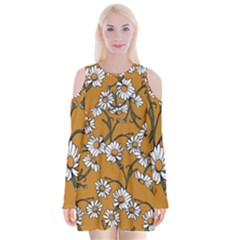 Daisy Velvet Long Sleeve Shoulder Cutout Dress by BubbSnugg